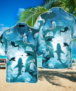 Scuba Diving With Sharks Hawaiian Shirt Idea Summer Gift For Men And Women