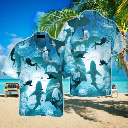 Scuba Diving With Sharks Hawaiian Shirt Idea Summer Gift For Men And Women