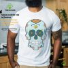 Sky Blue Sugar Skull with Purple Yellow flower T Shirt Sky Blue Sugar Skull with Purple Yellow flower T Shirt