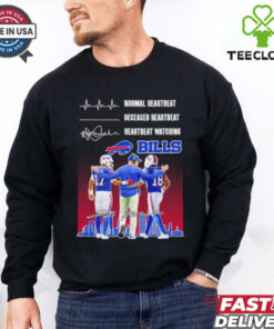 Sean McDermott Josh Allen and Amari Cooper Normal Heartbeat Deceased Heartbeat Heartbeat Watching Buffalo Bills Signatures shirt
