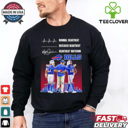 Sean McDermott Josh Allen and Amari Cooper Normal Heartbeat Deceased Heartbeat Heartbeat Watching Buffalo Bills Signatures shirt