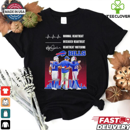 Sean McDermott Josh Allen and Amari Cooper Normal Heartbeat Deceased Heartbeat Heartbeat Watching Buffalo Bills Signatures shirt
