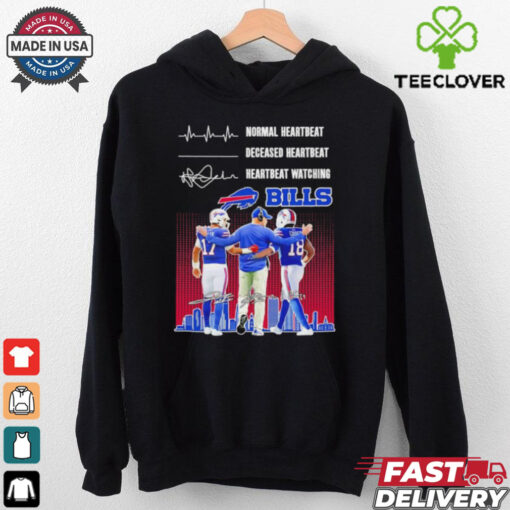 Sean McDermott Josh Allen and Amari Cooper Normal Heartbeat Deceased Heartbeat Heartbeat Watching Buffalo Bills Signatures shirt