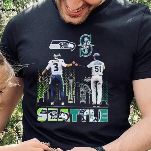 Seattle City Sports Russell Wilson And Ichiro Suzuki Signatures Shirt