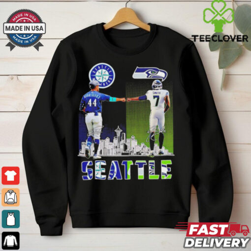 Seattle Mariners Julio Rodriguez x Seattle Seahawks Geno Smith skyline hoodie, sweater, longsleeve, shirt v-neck, t-shirt