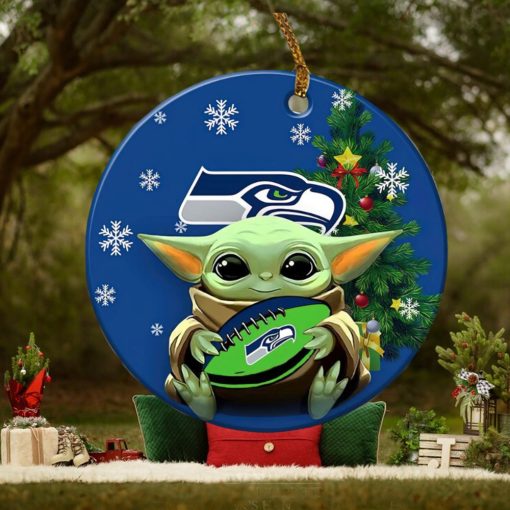 Seattle Seahawks Baby Yoda NFL Christmas Ornaments