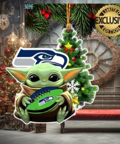 Seattle Seahawks Baby Yoda NFL Christmas Tree Decorations Ornament