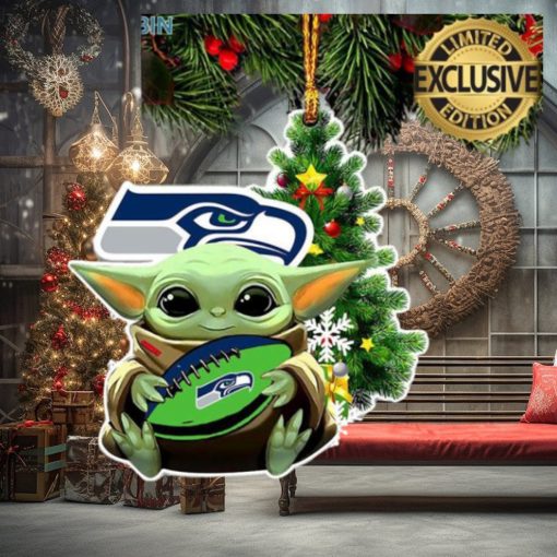 Seattle Seahawks Baby Yoda NFL Christmas Tree Decorations Ornament