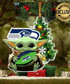 Seattle Seahawks Baby Yoda NFL Christmas Tree Decorations Ornament