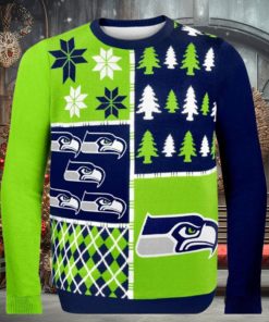 Seattle Seahawks Busy Block Nfl Ugly Christmas Sweaters 1 Seattle Seahawks Busy Block Nfl Ugly Christmas Sweaters