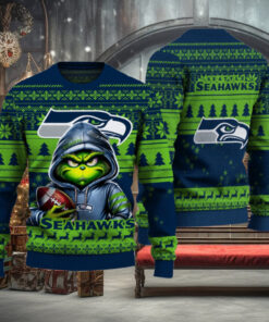 Seattle Seahawks Christmas Grinch Knitted Sweater
