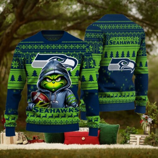 Seattle Seahawks Christmas Grinch Knitted Sweater