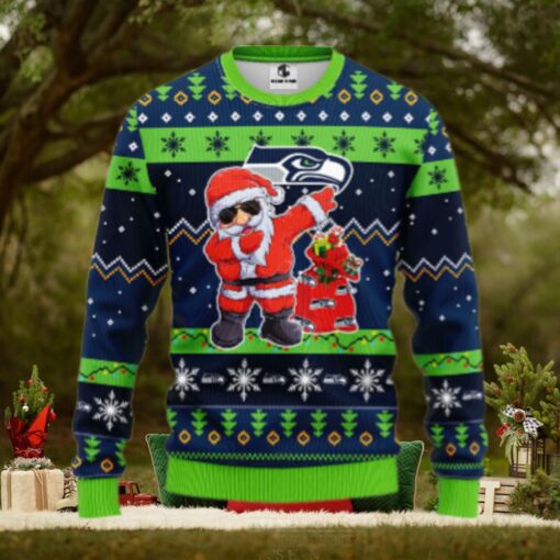 Seattle Seahawks Dabbing Santa Claus Ugly Christmas Sweater