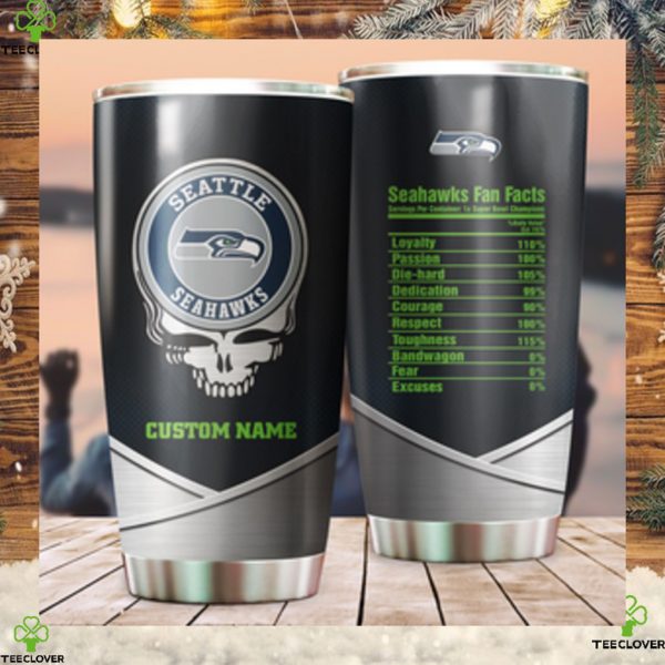 Seattle Seahawks Fan Facts Super Bowl Champions American NFL Football Team Logo Grateful Dead Skull Custom Name Personalized Tumbler Cup For Fanz