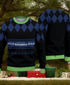 Seattle Seahawks Fans Caro Pattern Ugly Christmas Sweater Gift