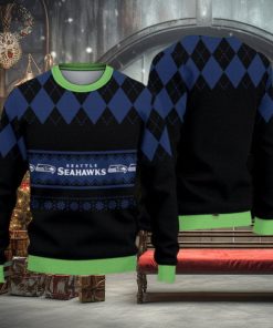 Seattle Seahawks Fans Caro Pattern Ugly Christmas Sweater Gift