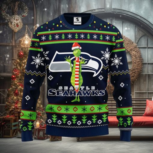 Seattle Seahawks Funny Grinch Christmas Ugly Sweater