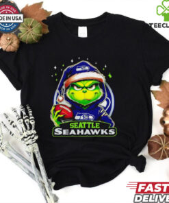 Seattle Seahawks Grinch wearing Santa hat Christmas 2024 shirt
