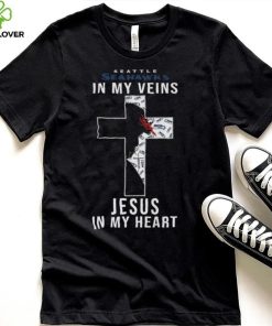 Seattle Seahawks In My Veins Jesus In My Heart Cross Shirt