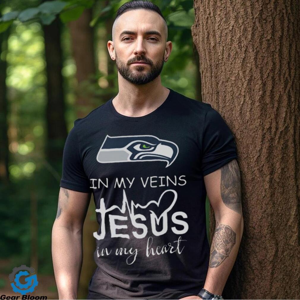 Seattle Seahawks Logo 2023 In My Veins Jesus In My Heart shirt, hoodie,  longsleeve, sweatshirt, v-neck tee