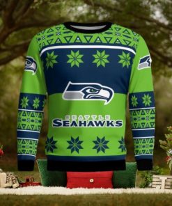 Seattle Seahawks Logo Big Snowflake Pattern Ugly Christmas Sweater