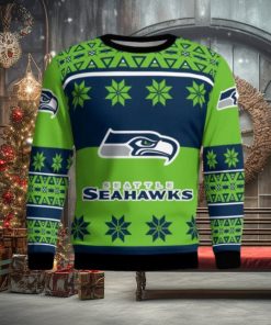 Seattle Seahawks Logo Big Snowflake Pattern Ugly Christmas Sweater