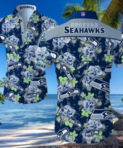Seattle Seahawks Logo Flower Hawaiian Summer Beach Shirt Full Print