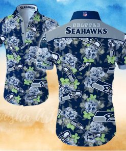 Seattle Seahawks Logo Flower Hawaiian Summer Beach Shirt Full Print