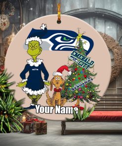 Seattle Seahawks Logo NFL Ugly Grinch Christmas Ornament Custom Name