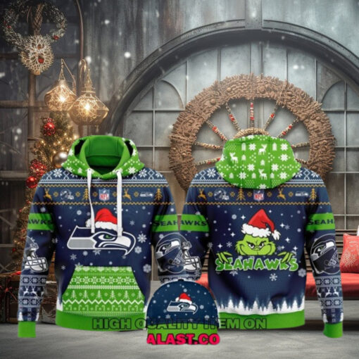 Seattle Seahawks Merry Christmas Ugly Hoodie Sweatshirt