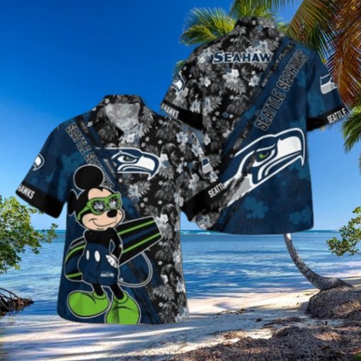 Seattle Seahawks Mickey Mouse Floral Short Sleeve Hawaii Shirt, Seattle Seahawks Shirt