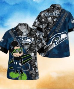 Seattle Seahawks Mickey Mouse Floral Short Sleeve Hawaii Shirt, Seattle Seahawks Shirt