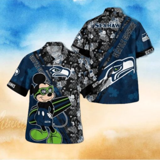 Seattle Seahawks Mickey Mouse Floral Short Sleeve Hawaii Shirt, Seattle Seahawks Shirt