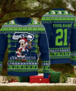 Seattle Seahawks Mickey Mouse Santa Ugly Christmas Sweater