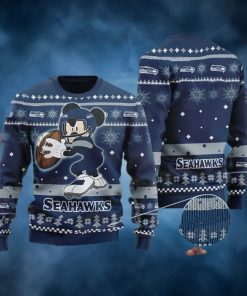 Seattle Seahawks Mickey Mouse Ugly Christmas Sweater Gift For Disney Fan