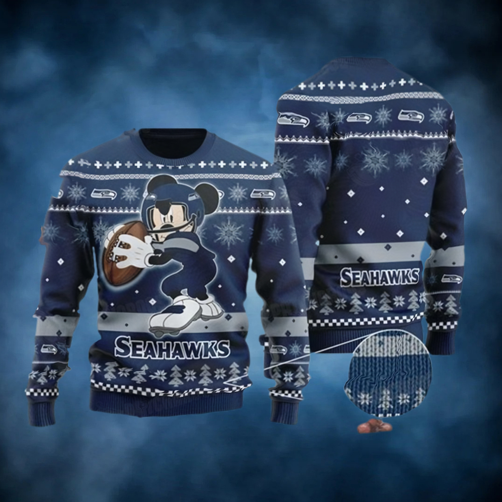 Seattle Seahawks Ugly Christmas Sweater Captain Mickey Mouse