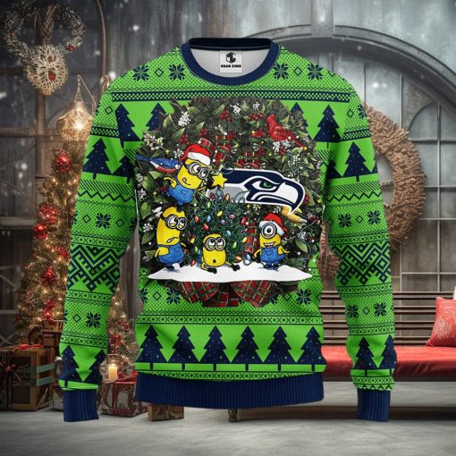 Seattle Seahawks Minion Christmas Ugly Sweater