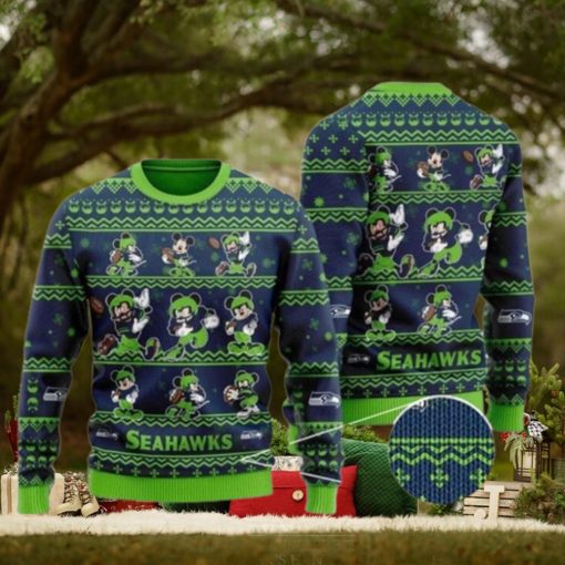 Seattle Seahawks Multi Mickey Ugly Christmas Sweaters