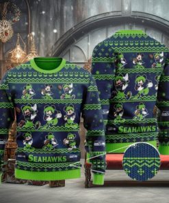 Seattle Seahawks Multi Mickey Ugly Christmas Sweaters