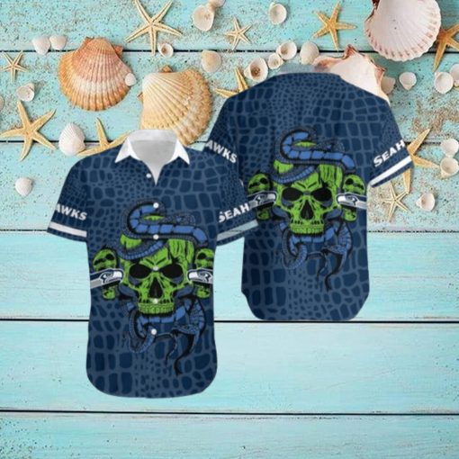 Seattle Seahawks Snake And Skull Hawaiian Shirt