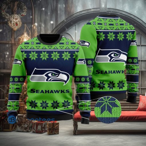 Seattle Seahawks Snowflakes Pattern Ugly Christmas Sweater Christmas Gift