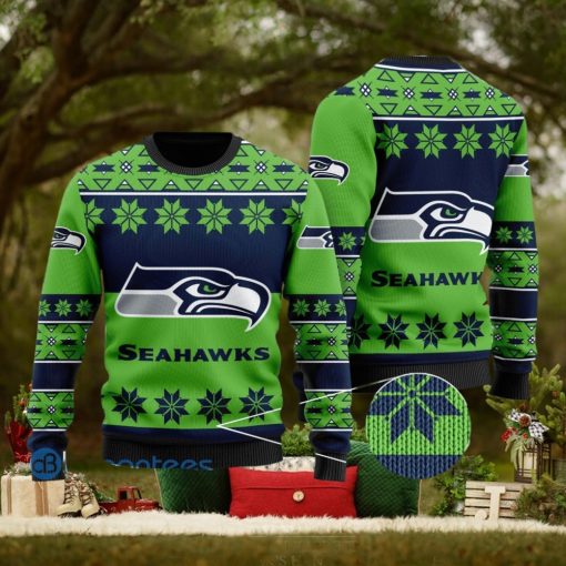 Seattle Seahawks Snowflakes Pattern Ugly Christmas Sweater Christmas Gift