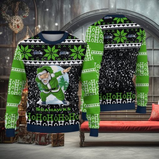 Seattle Seahawks Ugly Christmas Santa Claus Xmas Sweater Mittens Gift Mens Women