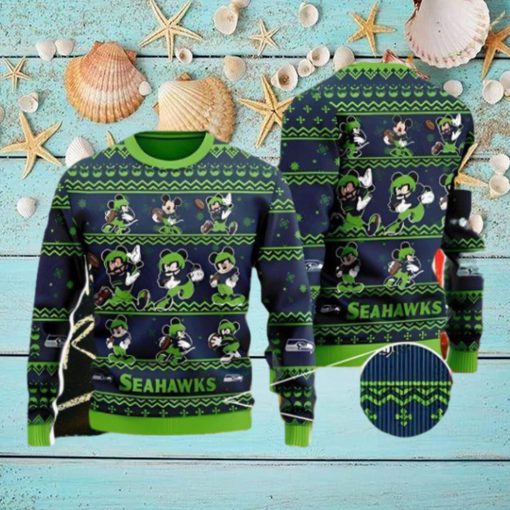 Seattle Seahawks Ugly Christmas Sweater Captain Mickey Mouse Thanksgiving Nice Gift For Everyone
