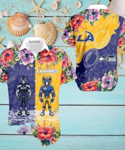 Seattle Seahawks VS NFL Los Angeles Rams Mascot Seashell 3D Hawaiian Shirt For Summer