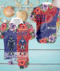 Seattle Seahawks VS NFL New York Giants Mascot Latest All Over Print Hawaiian Shirt Men And Women Gift