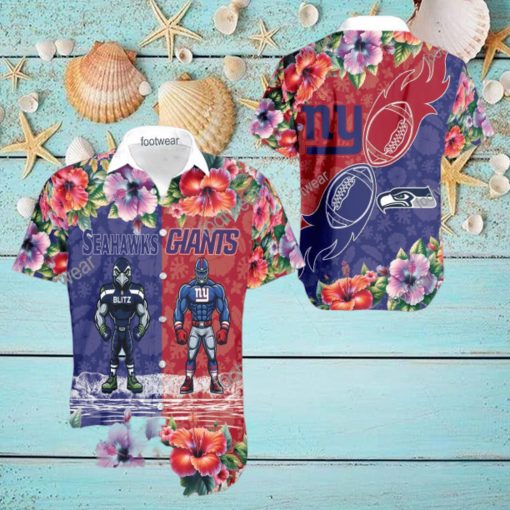 Seattle Seahawks VS NFL New York Giants Mascot Latest All Over Print Hawaiian Shirt Men And Women Gift
