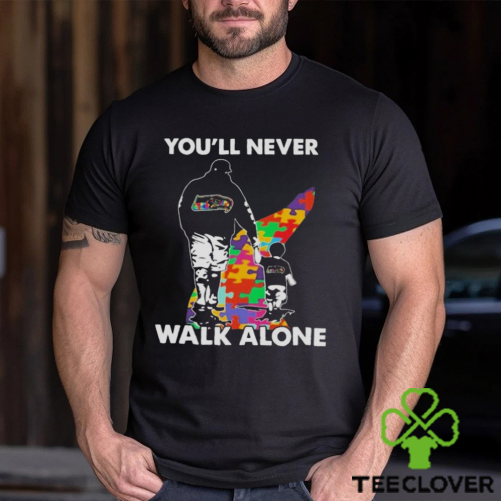 Seattle Seahawks You’ll Never Walk Alone Dad And Son Autism T Shirt Seattle Seahawks You’ll Never Walk Alone Dad And Son Autism T Shirt