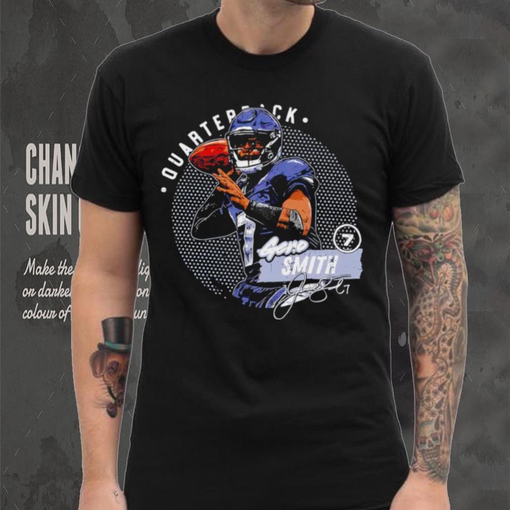 Seattle Seahawks football Geno Smith 7 player quarterback action pose signature dots shirt Seattle Seahawks football Geno Smith 7 player quarterback action pose signature dots shirt