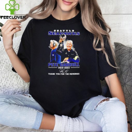 Seattle Seahawks football Pete Carroll signature 2010 2023 thank you for the memories portrait shirt